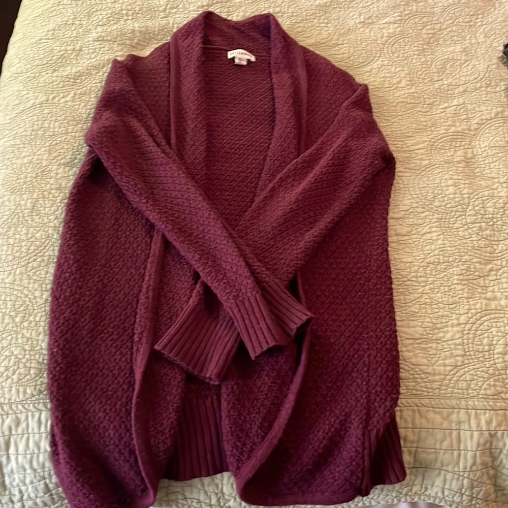 Size small, mid thigh length plum colored sweater